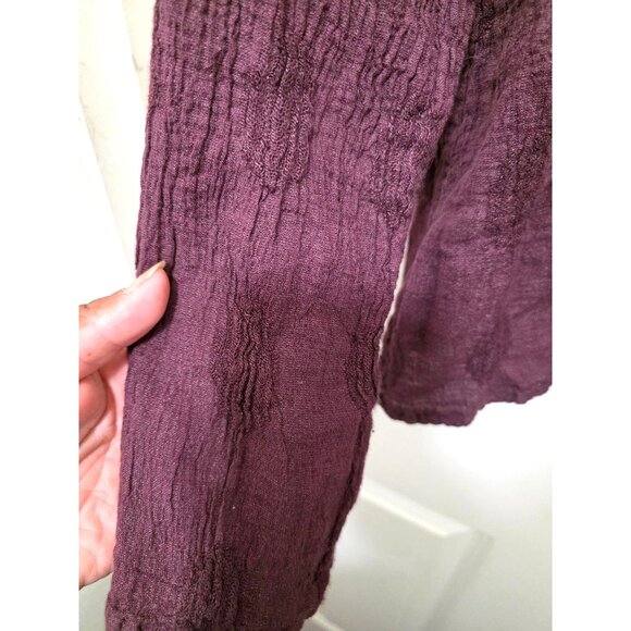 Flax Women's Boho Long Sleeve Top Burgundy Linen & Cotton Blend Size M - Picture 4 of 7